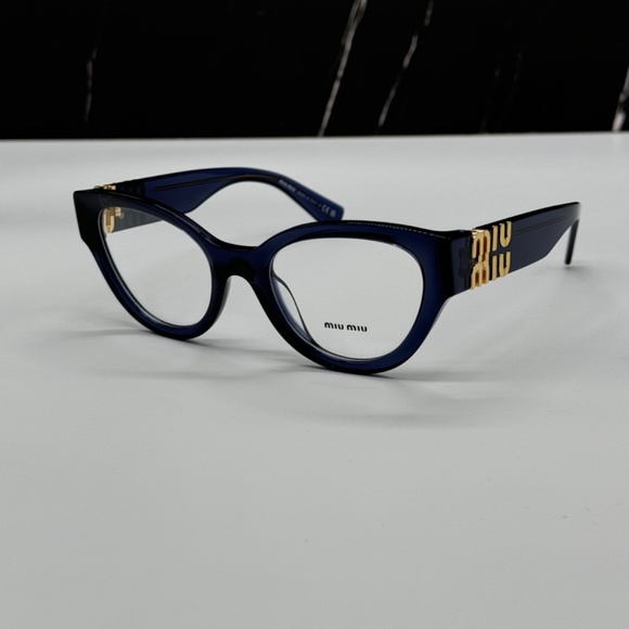 NEW VMU 01V 08Q1O1 MIU MIU BLUE CLEAR MU01VV 08Q1O1 CAT EYE WOMEN EYEGLASSES